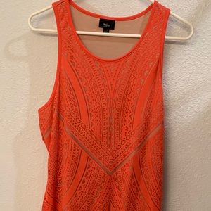 Coral Dress with nude slip underneath